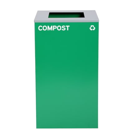 Alpine Industries Square Recycling Bin, 29 Gallons, Green Can, Square Opening Lid, for Compost ALP4450-KIT-GRN-S-COM